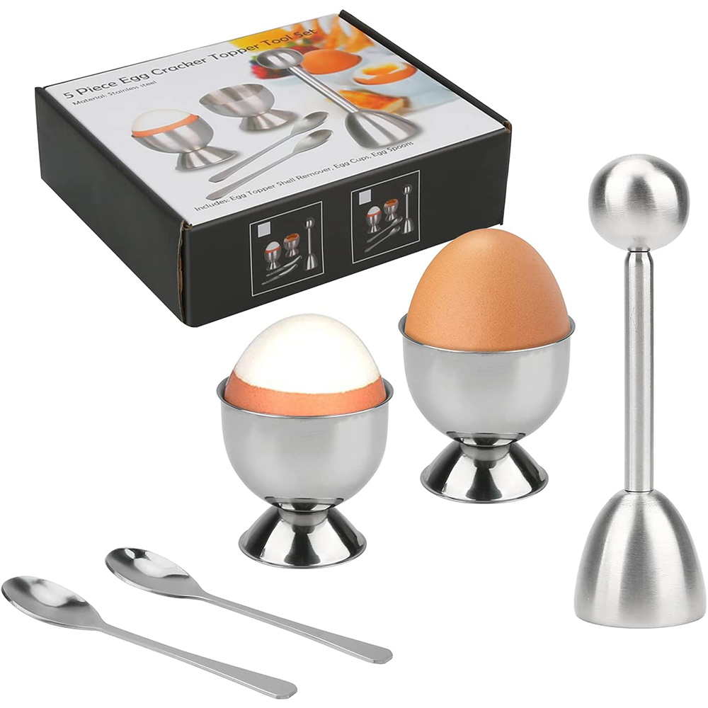 Egg Separator Tool - LMETJMA Egg Cracker Topper Set Stainless