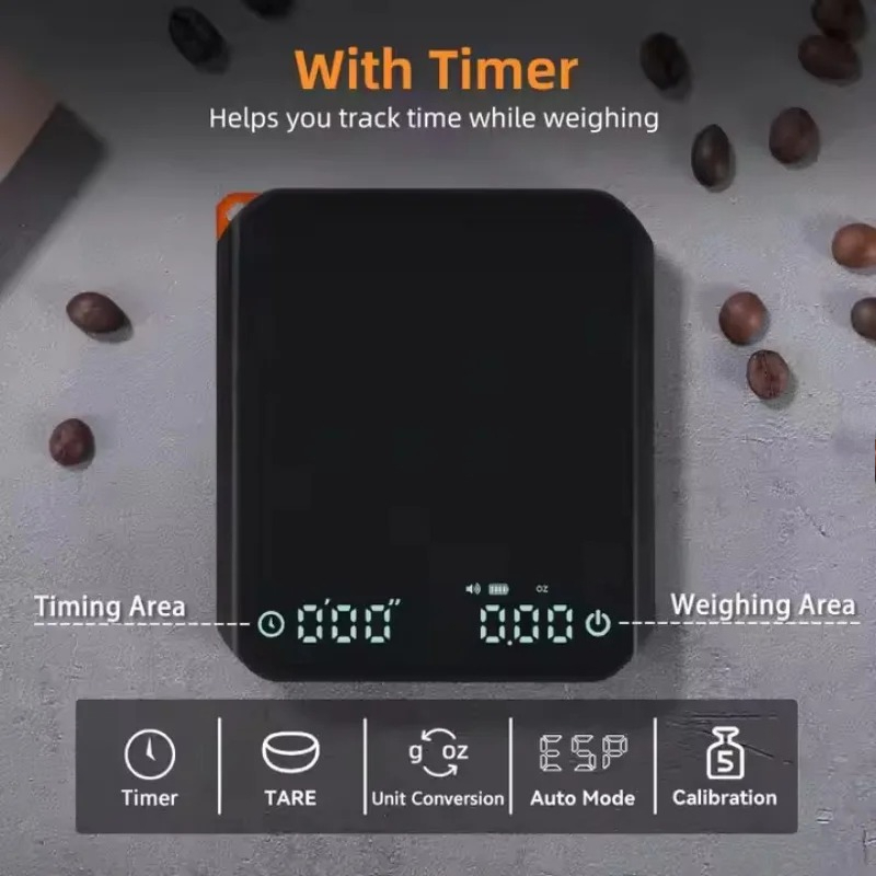 Digital Kitchen Scale - KitchenMini Coffee Scale with Timer 2kg/0.1g