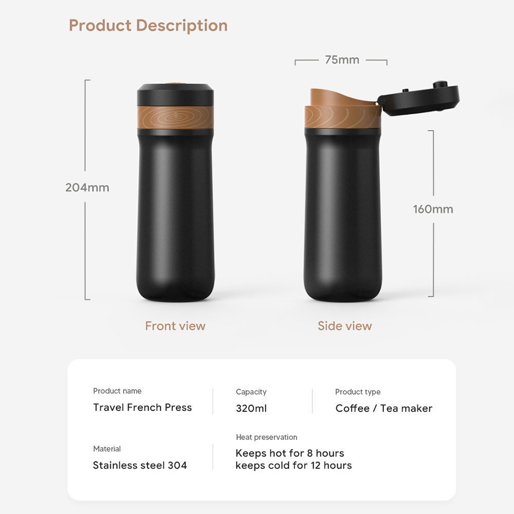ICafilas 320ml Portable French - French Press Coffee Maker ulasan dan harga