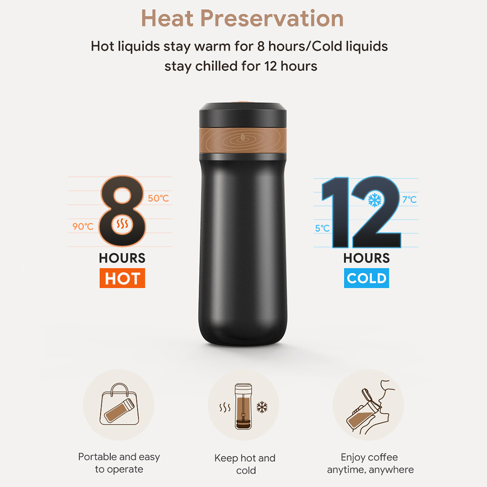 ICafilas 320ml Portable French - French Press Coffee Maker ulasan dan harga