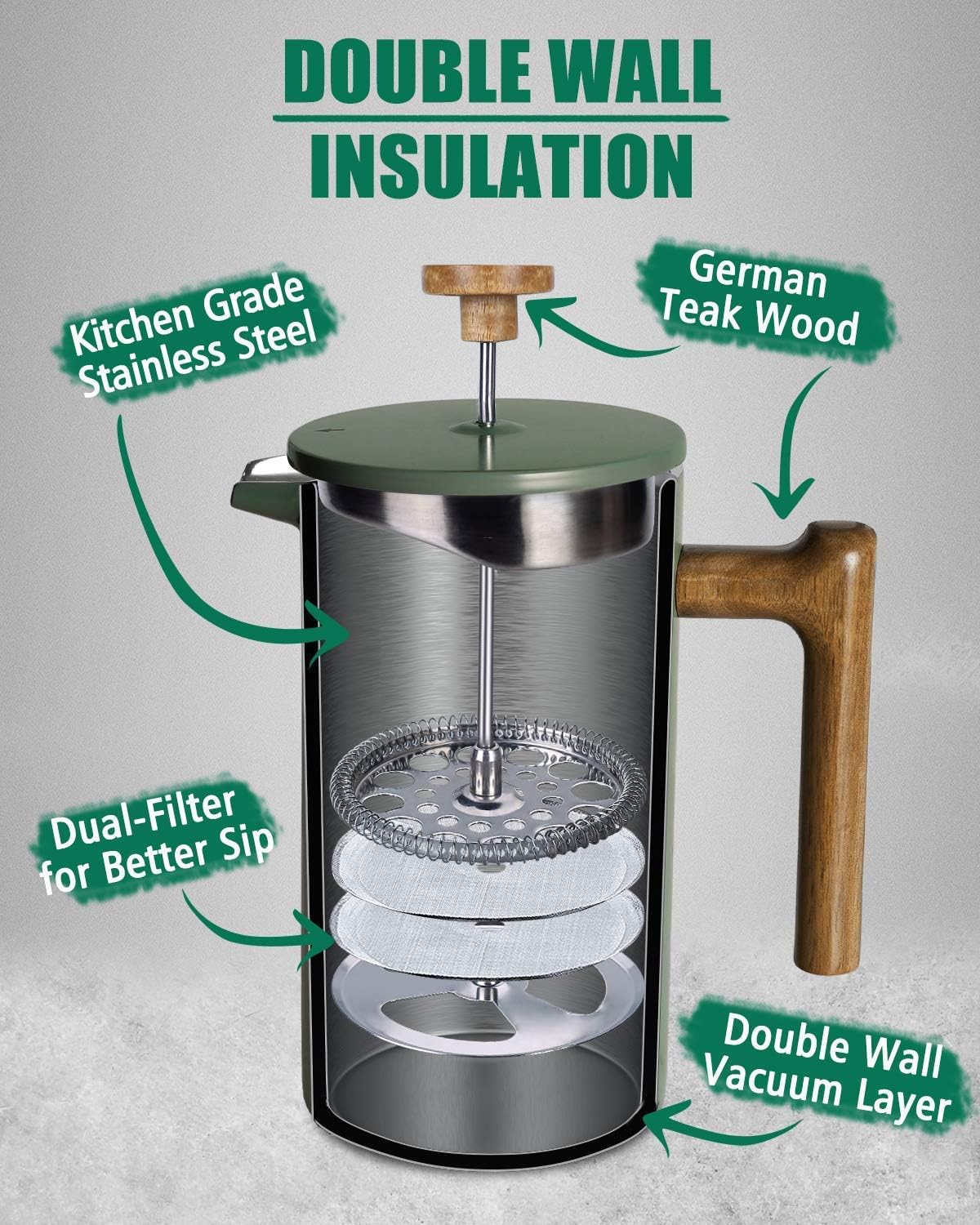 POLIVIAR 34 oz French Press Co - French Press Coffee Maker ulasan dan harga
