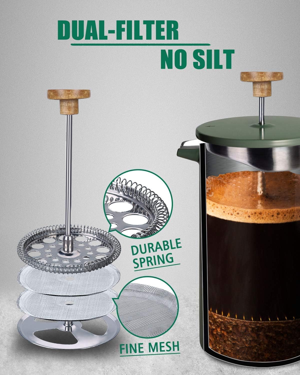 POLIVIAR 34 oz French Press Co - French Press Coffee Maker ulasan dan harga