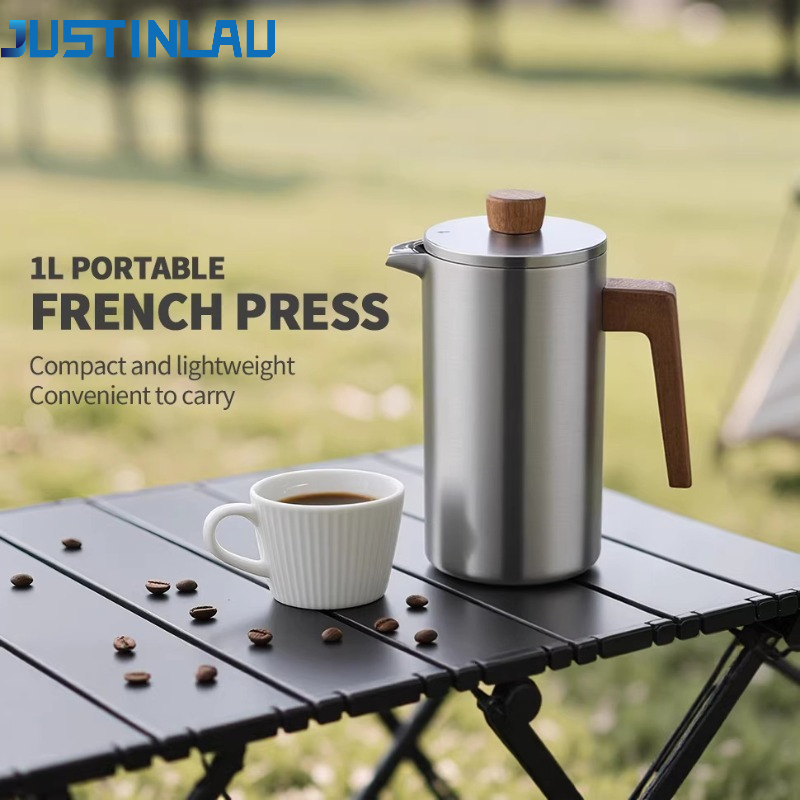 JUSTINLAU 1000ml Stainless Ste - French Press Coffee Maker ulasan dan harga