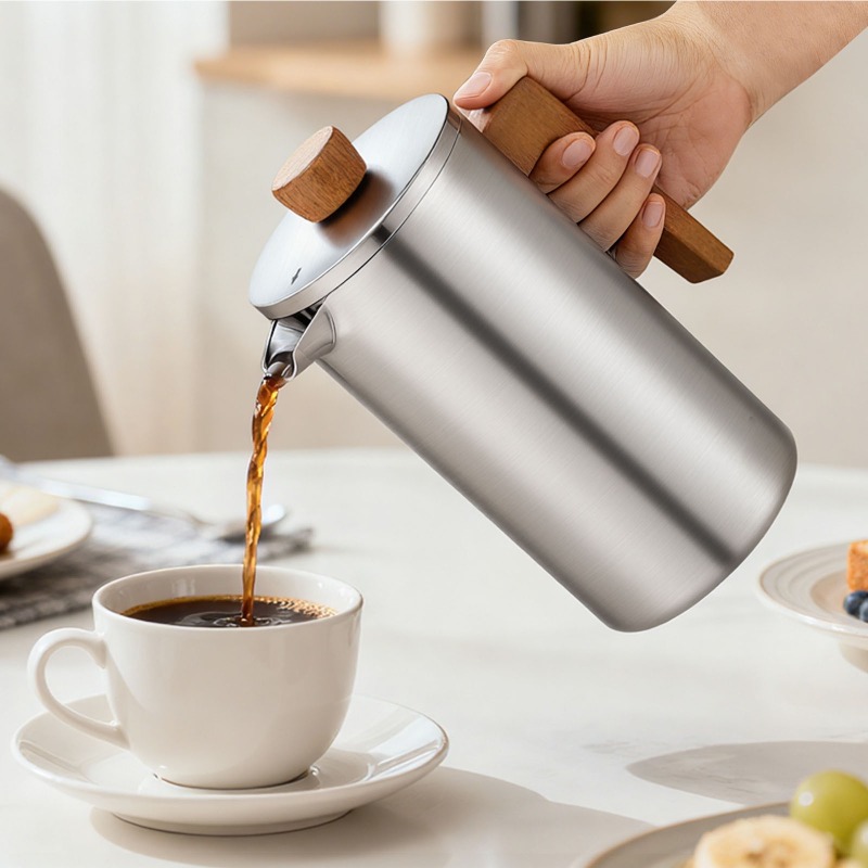 JUSTINLAU 1000ml Stainless Ste - French Press Coffee Maker ulasan dan harga