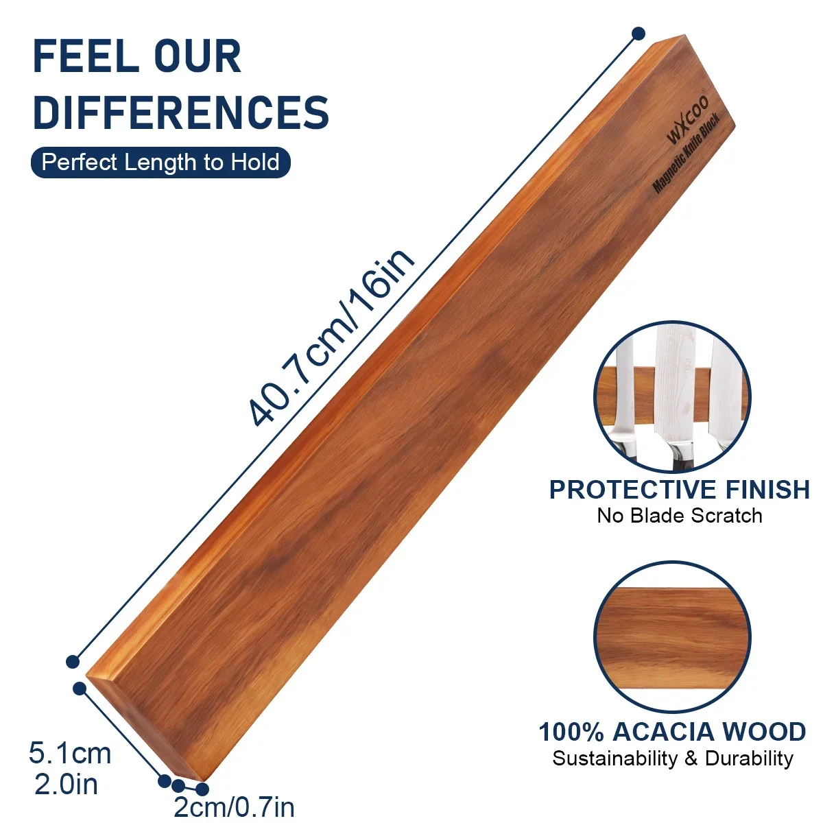 Acacia Wood Magnetic Knife Hol - Magnetic Knife Strip ulasan dan harga
