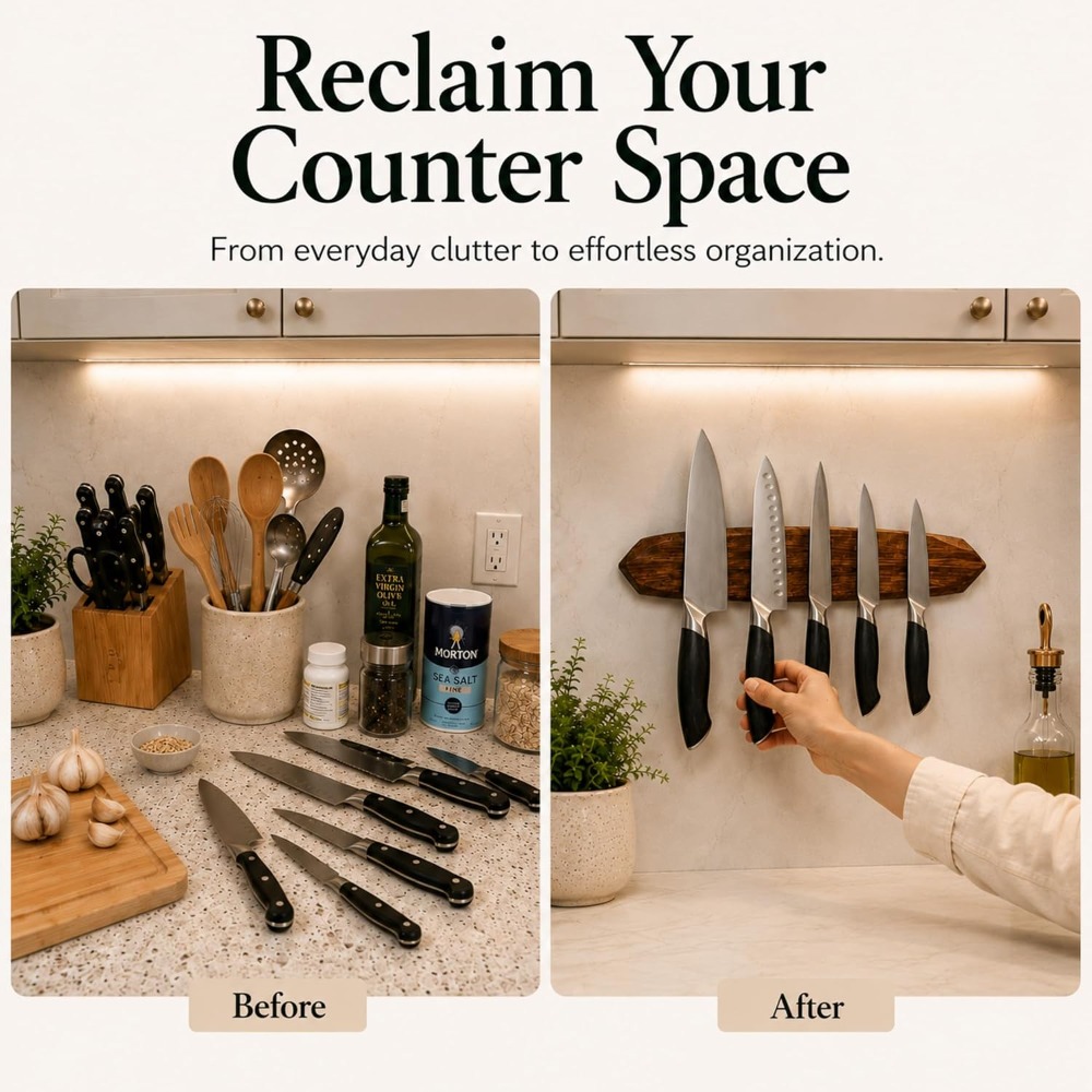 Magnetic Knife Holder - Acacia - Magnetic Knife Strip ulasan dan harga